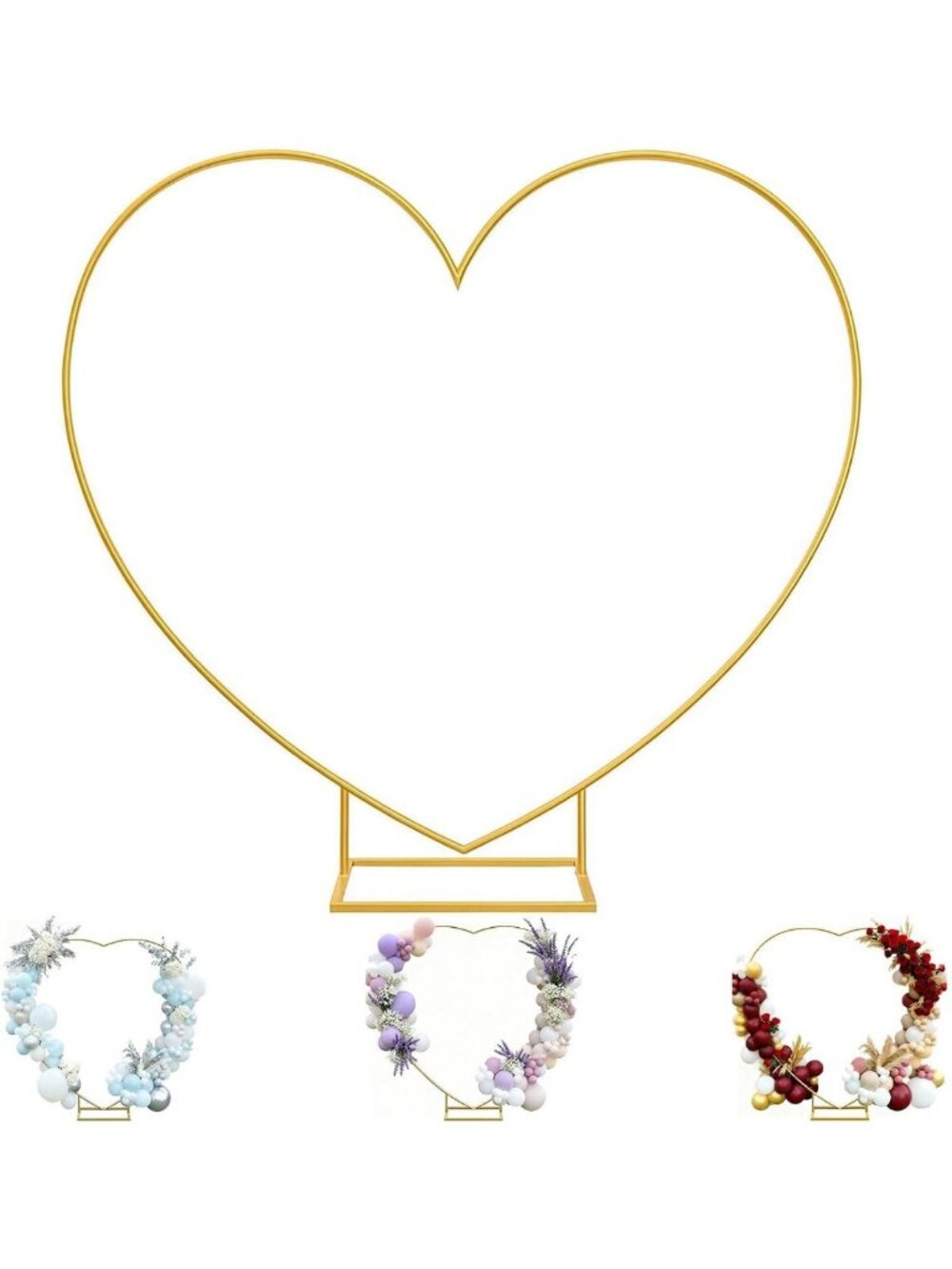 6.7 Ft Gold Heart Arch Stand for Weddings, Proposals & Events - Elegant Decor